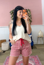 Load image into Gallery viewer, Red Stripped Denim Shorts
