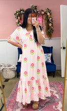 Load image into Gallery viewer, Pink Floral Midi Dress