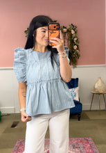 Load image into Gallery viewer, Stripped Denim Top