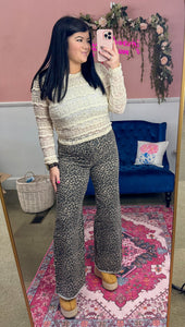 Leopard High Rise Flare Jeans