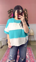 Load image into Gallery viewer, Teal Color block French Terry Top