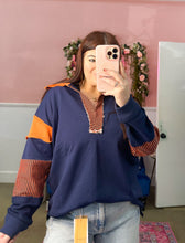 Load image into Gallery viewer, Navy and Orange French Terry