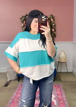 Load image into Gallery viewer, Teal Color block French Terry Top