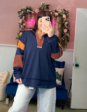 Load image into Gallery viewer, Navy and Orange French Terry