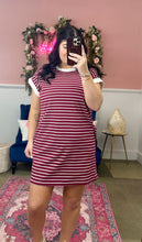 Load image into Gallery viewer, The Wine Stripped T-Shirt Dress
