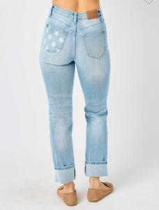 Light Judy Blue Cuffed Jeans