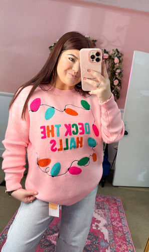 Pink Deck The Halls Sweater