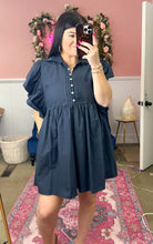 Load image into Gallery viewer, Black Pintuck Mini Dress