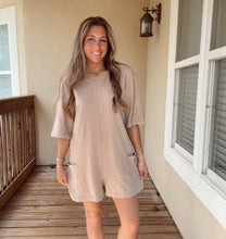 Load image into Gallery viewer, Taupe T-shirt Romper