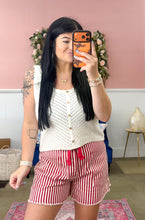Load image into Gallery viewer, Red Stripped Denim Shorts