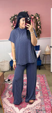 Load image into Gallery viewer, Navy Rippled Pants Set
