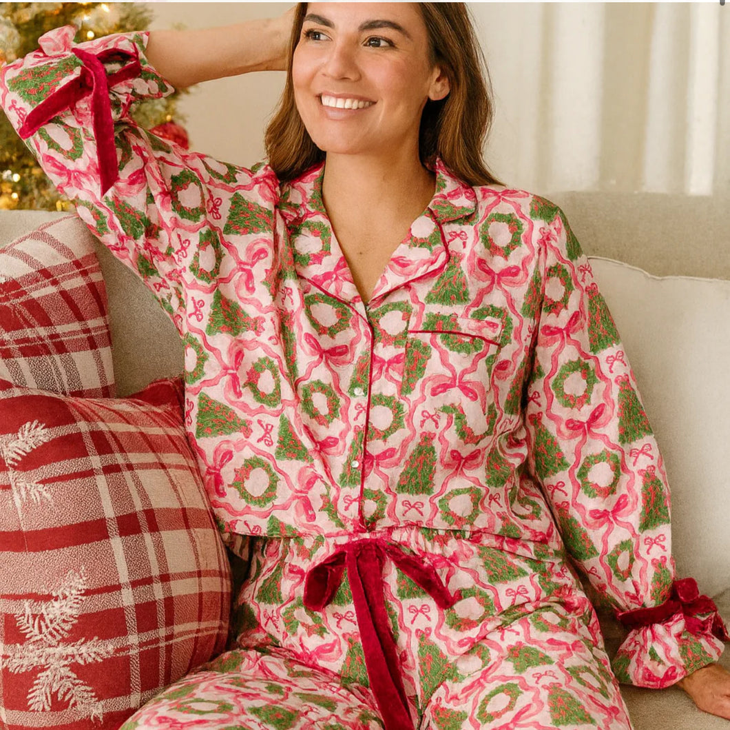 Pink Simply Southern Bows and Trees PJ