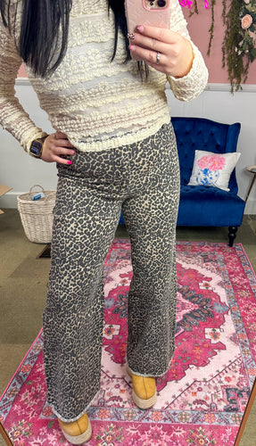Leopard High Rise Flare Jeans