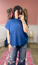 Load image into Gallery viewer, Navy Mock Neck Boxy Top