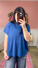 Load image into Gallery viewer, Navy Mock Neck Boxy Top