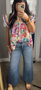Risen Cropped Wide Jeans