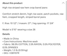 Load image into Gallery viewer, Stripe High Rise Barrel Jeans