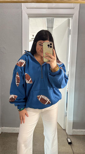 Sequin Football Half Zip